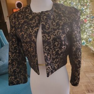 LOFT Black and Gold Brocade Blazer